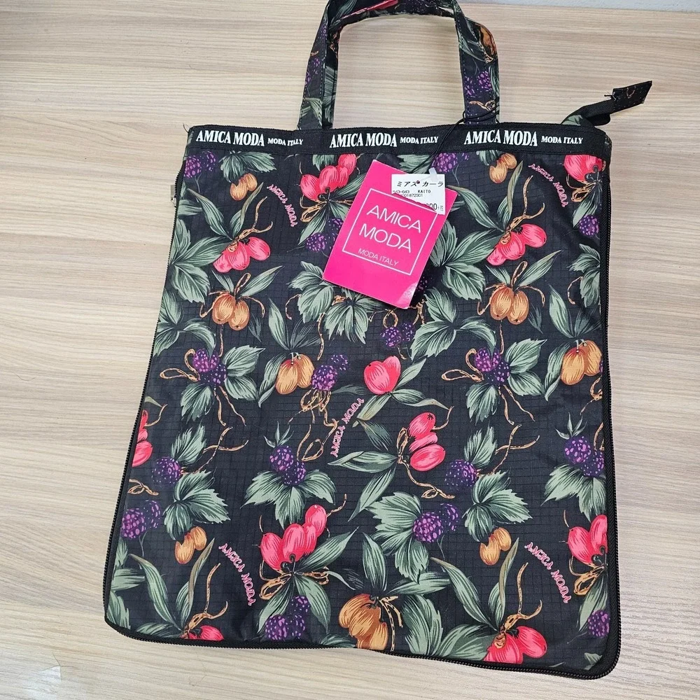 Italian Boho Prep Tote Bag Black‎ Dark Academia Garden School AMICA MODA Flawed